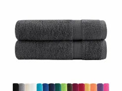 Toallas de baño 2 uds 100% algodón antracita 100x150 cm 600 gsm ES839375