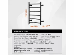 Best Toallero Calefactable SucceBuy Toallero de Pared de 6 Barras, Toallero de Baño Térmico, Toallero Eléctrico