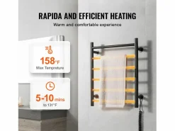 Best Toallero Calefactable SucceBuy Toallero de Pared de 6 Barras, Toallero de Baño Térmico, Toallero Eléctrico