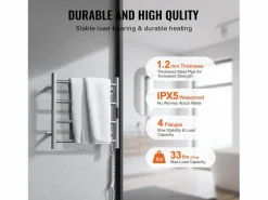Toallero Calefactable Toallero de Pared de 4 Barras, Toallero de Baño Térmico, Plata