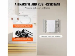 Toallero Calefactable Toallero de Pared de 4 Barras, Toallero de Baño Térmico, Plata