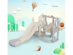 Merax Tobogán infantil 5 en 1 - 179 x 184 x 103 cm - HDPE - Con columpio y espacio de almacenamiento -
