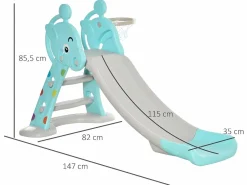 Homcom Tobogán infantil azul, gris 147x82x85,5 cm