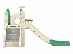 Hot Hauss Spole Tobogán infantil combinado con aro de baloncesto y escalera - Verde