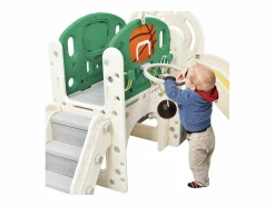 Hot Hauss Spole Tobogán infantil combinado con aro de baloncesto y escalera - Verde