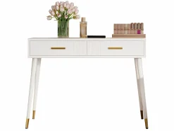 Hot Tocador - 100 x 40 x 76 cm - Escritorio con 2 cajones - Patas metálicas - MDF - (sin espejo) Tocador