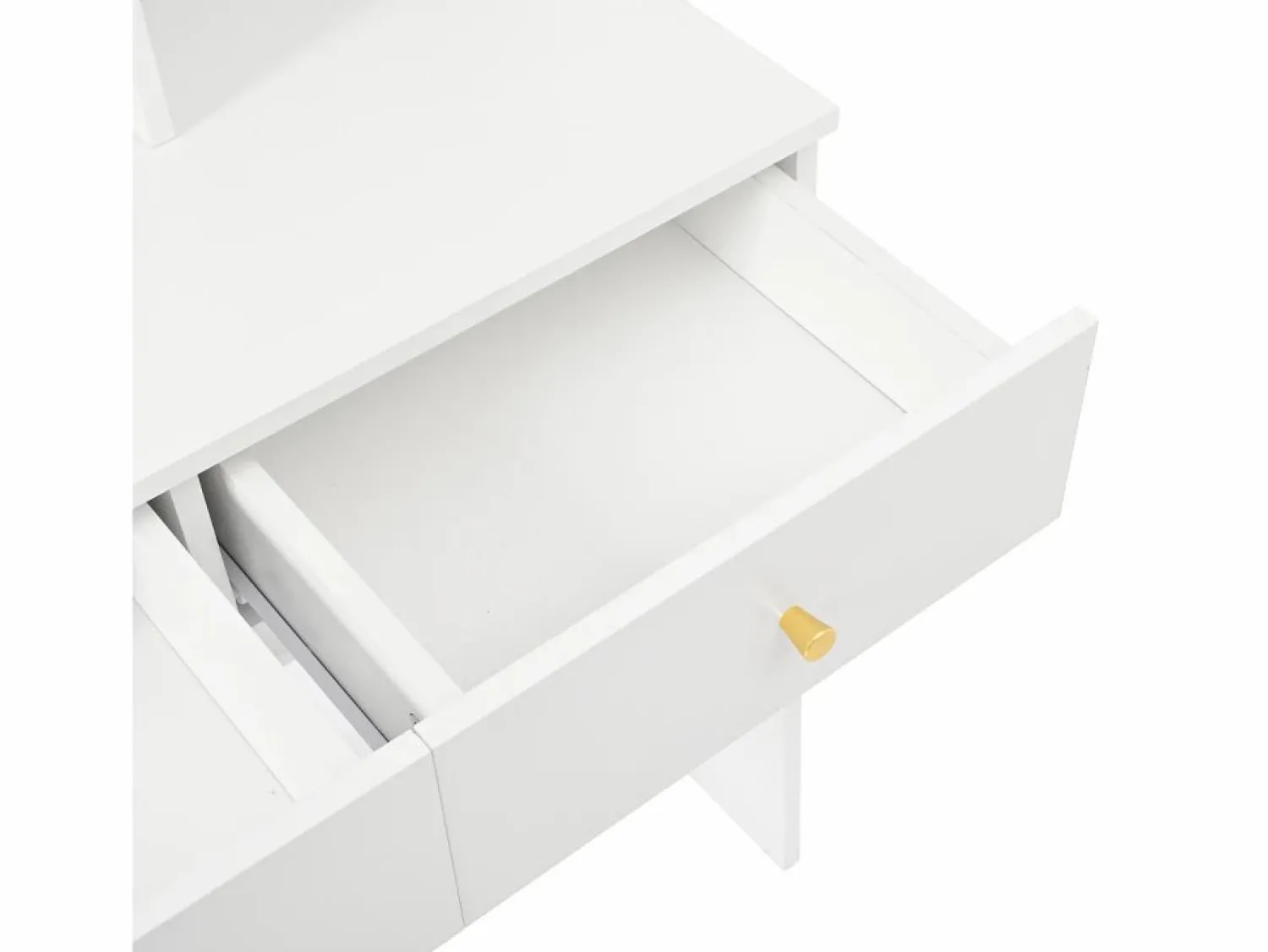 OKWISH Tocador con espejo LED, espejo de cuerpo entero, 4 cajones de almacenamiento - taburete incluido
