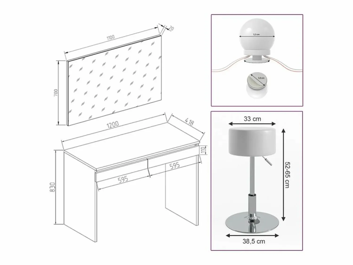 Hot Vicco Tocador 120x41.8x83 emma Blanco