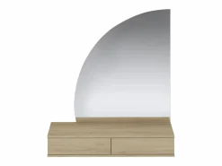 Vente-unique Tocador colgante con espejo LED 2 cajones - JINEZA