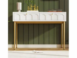 ModernLuxe Tocador con 2 cajones - de aglomerado - Blanco Blanco / Dorado