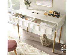 ModernLuxe Tocador con 2 cajones - de aglomerado - Blanco Blanco / Dorado