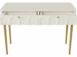 ModernLuxe Tocador con 2 cajones - de aglomerado - Blanco Blanco / Dorado