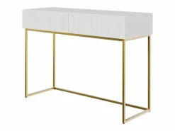 Clearance SELSEY Tocador con dos cajones y patas de metal dorado - 110 cm - - VELDIO Blanco