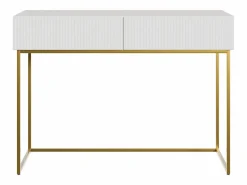 Clearance SELSEY Tocador con dos cajones y patas de metal dorado - 110 cm - - VELDIO Blanco