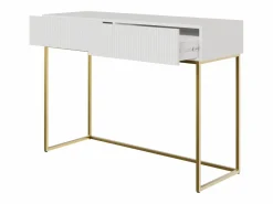 Clearance SELSEY Tocador con dos cajones y patas de metal dorado - 110 cm - - VELDIO Blanco