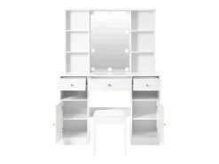 ModernLuxe Tocador con espejo - con taburete - con iluminación LED ajustable - 2 puertas y 3 cajones -