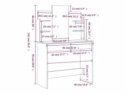 Sale vidaxl Tocador con espejo 96x39x142 cm Blanco