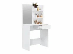 vidaxl Tocador con espejo brillante 74,5x40x141 cm