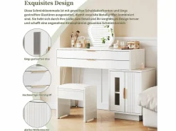 New Tocador con espejo LED - 100 x 40 x 78 cm - con 2 cajones + 2 puertas - sin taburete - aglomerado - Tocador