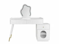 Merax Tocador con espejo LED - 100 x 40 x 75 cm - con 3 cajones + 1 puerta - sin taburete - aglomerado -