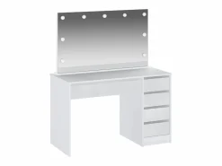 Vente-unique Tocador con espejo LED 5 cajones color brillante - JENEMI