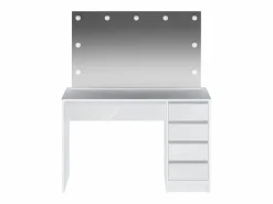 Vente-unique Tocador con espejo LED 5 cajones color brillante - JENEMI