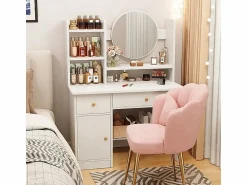 Online TOCADOR CON ESPEJO Y CAJONES MAQUILLAJE GLAMOUR ESCANDINAVO 100 CM Blanco
