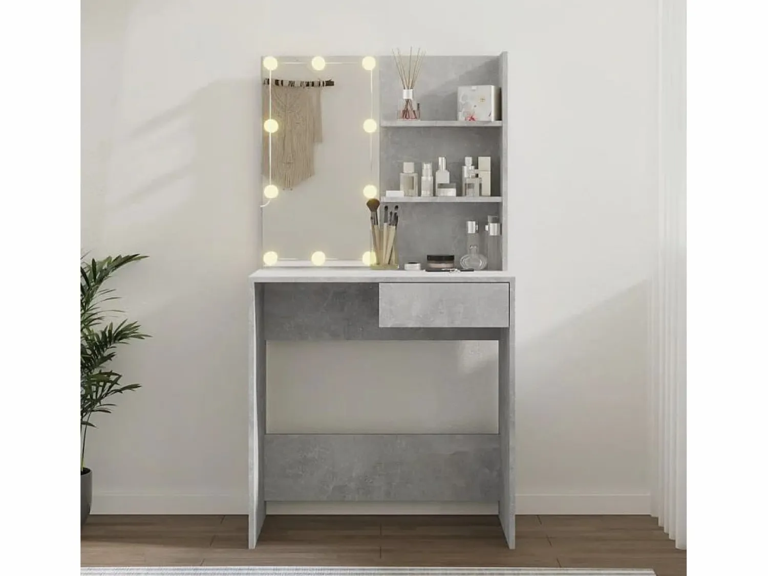 Discount Tocador con LED color hormigón 74,5x40x141 cm ES775640 Tocador