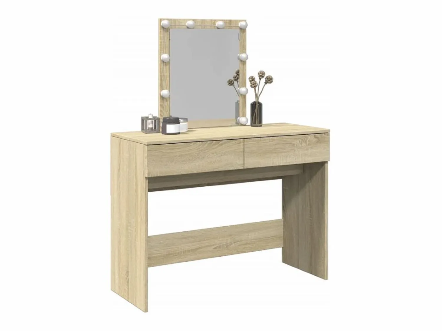 Tocador con LED color roble Sonoma 100x40x130 cm ES771527