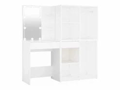 Best vidaxl Tocador con LED y 2 armarios madera contrachapada Blanco
