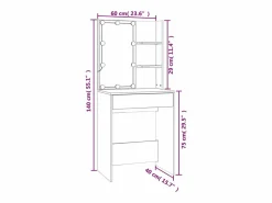 Best vidaxl Tocador con LED y 2 armarios madera contrachapada Blanco