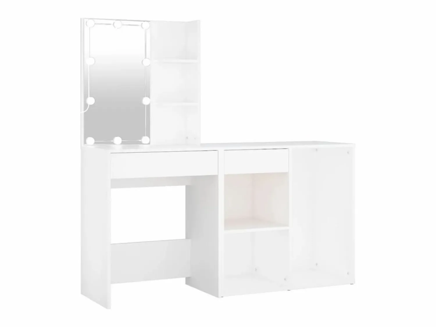 Discount vidaxl Tocador con LED y armario madera contrachapada Blanco