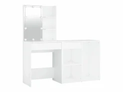 Discount vidaxl Tocador con LED y armario madera contrachapada Blanco