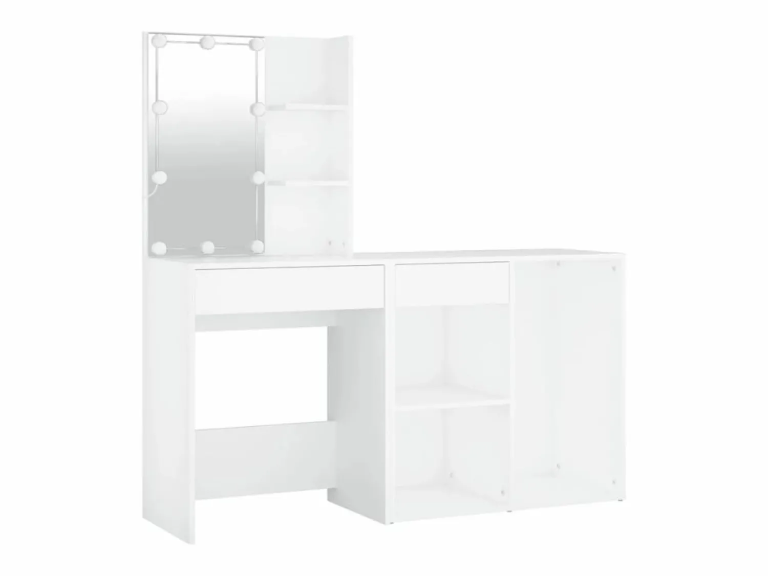 Discount vidaxl Tocador con LED y armario madera contrachapada Blanco