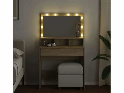 Sale Tocador con luces LED color roble Sonoma 80x41x134,5 cm ES827476 Tocador