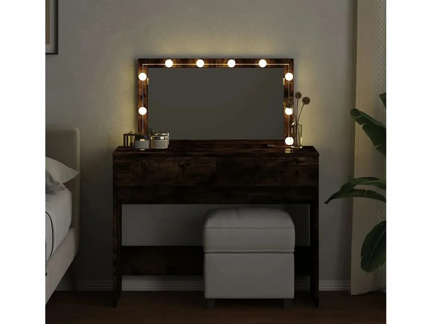 Discount Tocador con luces LED color roble ahumado 100x40x120 cm ES971655 Marru00f3n