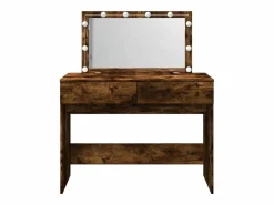Discount Tocador con luces LED color roble ahumado 100x40x120 cm ES971655 Marru00f3n