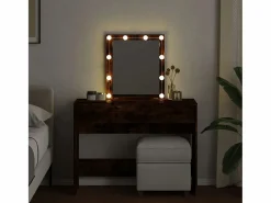 Online Tocador con luces LED color roble ahumado 100x40x130 cm ES873324 Marru00f3n