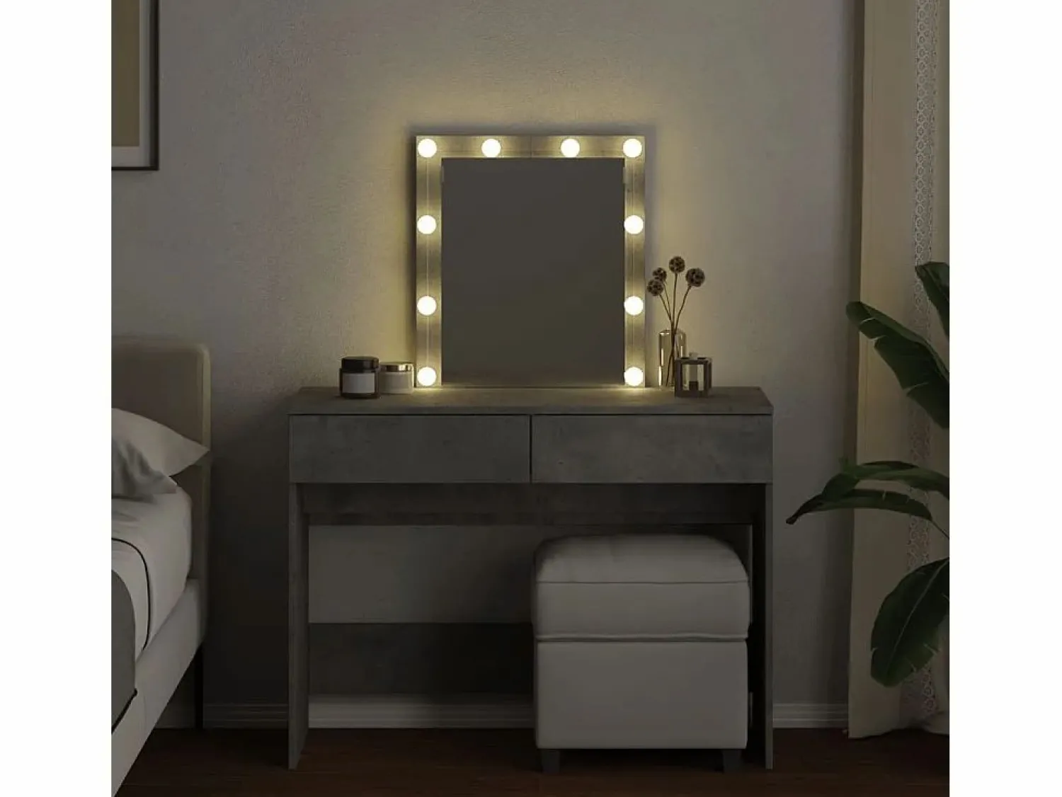 New Tocador con luces LED hormigón 100x40x130 cm ES297666 Gris