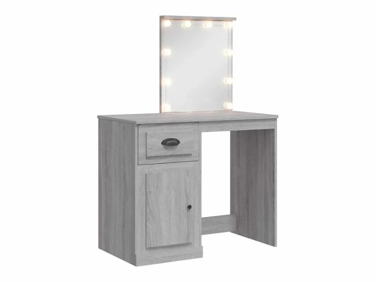 Online vidaxl Tocador con luces LED gris Sonoma 90x42x132,5 cm Color natural claro