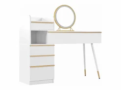 Tocador con tablero extensible - 100 x 41,5 x 102 cm - con 6 cajones + espejo LED - aglomerado - Tocador