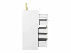 Tocador con tablero extensible - 100 x 41,5 x 102 cm - con 6 cajones + espejo LED - aglomerado - Tocador