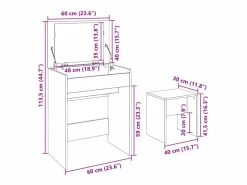 Tocador con taburete 60x40x113,5 cm Tocador