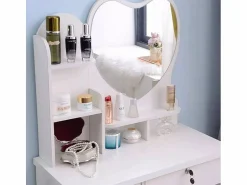 LLB Tocador de maquillaje con espejo de corazón taburete dormitorio Clara