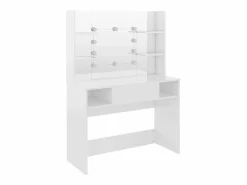 Best vidaxl Tocador de maquillaje luces LED MDF brillo 100x40x135 cm Blanco