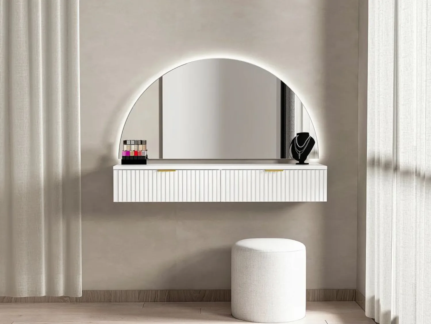 Discount Tocador flotante con espejo y LEDs y 2 cajones - FRALYN de Pascal Morabito Tocador