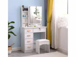 Sale Tocador Maquillaje Mesa Espejo con luz LED Deslizante Taburete Caroline Tocador