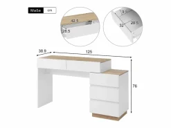 Tocador moderno con 5 cajones - tablero de partículas - Tocador