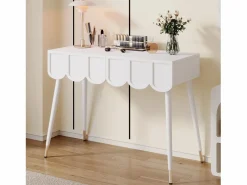 Discount Merax Tocador moderno con 2 cajones - 100 x 40 x 76 cm - patas de metal - MDF + aglomerado - Blanco