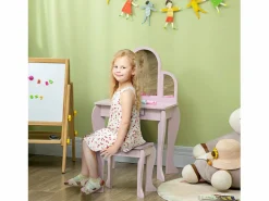 Outlet Homcom Tocador para niños 52x32x85 cm Rosa
